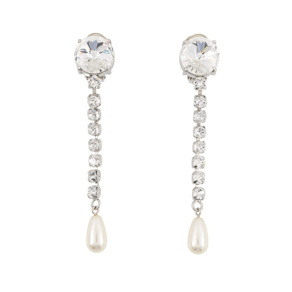 Miu Miu Miu Earrings Crystal Faux Pearl